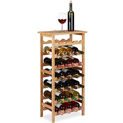 Relaxdays Wine Rack, Drink Rack for 28 Bottles, H x W x D: 94 x 47 x 29 cm, Bamboo, Natural Relaxdays Wine Rack, Drink Rack for 28 Bottles, H x W x D: 94 x 47 x 29 cm, Bamboo, Natural