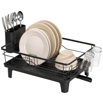 Amig Dish Rack PLATZ 47 x 34.4 x 22.3 cm Steel and Polypropylene with Coating Black Color Dish Drainer with Drain Tray and Cutlery Holder Drainer with Drip Tray and Cutlery Support Amig Dish Rack PLATZ 47 x 34.4 x 22.3 cm Steel and Polypropylene with Coating Black Color Dish Drainer with Drain Tray and Cutlery Holder Drainer with Drip Tray and Cutlery Support