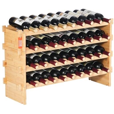VEVOR 36 Bottle Stackable Modular Wine Rack, 4-Tier Solid Bamboo Wood Storage Racks, Floor Freestanding Wines Holder Display Shelf, Wobble-Free Shelves for Kitchen, Bar, and Cellar (Natural Color) VEVOR 36 Bottle Stackable Modular Wine Rack, 4-Tier Solid Bamboo Wood Storage Racks, Floor Freestanding Wines Holder Display Shelf, Wobble-Free Shelves for Kitchen, Bar, and Cellar (Natural Color)