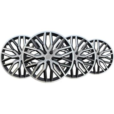 +PWR Car Parts 14" Nova Black/Silver Wheel Covers, Set of 4, Universal, High-Impact ABS, Pressure Fit, Modern Design and Optimised Ventilation +PWR Car Parts 14" Nova Black/Silver Wheel Covers, Set of 4, Universal, High-Impact ABS, Pressure Fit, Modern Design and Optimised Ventilation