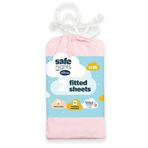 Silentnight Safe Nights Crib Size Fitted Sheets Set 100% Jersey Cotton Bedside Compatible Pack of Two Plain White Easy Care Super Soft Cuddly for Baby with Storage Bag (40cm x 90cm x 11cm)