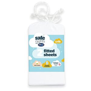 Silentnight Safe Nights Crib Size Fitted Sheets Set 100 percent Jersey Cotton Bedside Compatible Pack of Two Plain White Easy Care Super Soft Cuddly for Baby with Storage Bag (40cm x 90cm x 11cm)