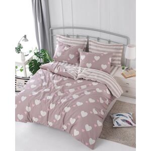 Nuit Des Rêves Elegant Double Quilt Cover Set (200 x 200 cm), Dusty Rose & White, 65% Cotton/35% Polyester, Machine Washable, 120 Thread Count, Envelope & Button Closure Nuit Des Rêves Elegant Double Quilt Cover Set (200 x 200 cm), Dusty Rose & White, 65% Cotton/35% Polyester, Machine Washable, 120 Thread Count, Envelope & Button Closure