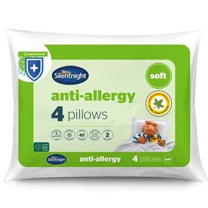 Silentnight Anti Allergy Soft Pillows 4 Pack – Soft Support Pillows with Bouncy Fibres Ideal for Front and Stomach Sleepers – Hypoallergenic and Machine Washable – Pack of 4