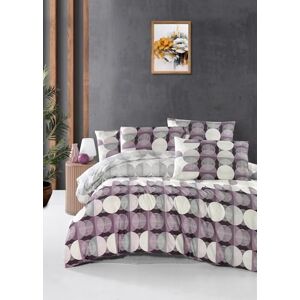 Nuit Des Rêves Elegant King Quilt Cover Set (200 x 220 cm), 65% Cotton/35% Polyester, White/Purple/Grey, 2 Pillowcases (80 x 80 cm), Machine Washable, Button Closure Nuit Des Rêves Elegant King Quilt Cover Set (200 x 220 cm), 65% Cotton/35% Polyester, White/Purple/Grey, 2 Pillowcases (80 x 80 cm), Machine Washable, Button Closure