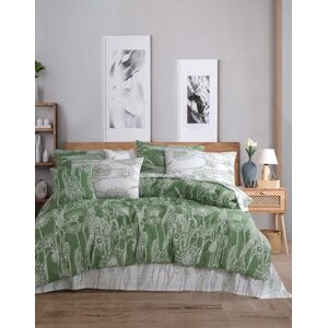 Nuit Des Rêves Ranforce Double Quilt Cover Set (200 x 200 cm), 100% Cotton, Green & White, Includes 2 Pillowcases (80 x 80 cm), Machine Washable at 40°C, Soft and Durable Nuit Des Rêves Ranforce Double Quilt Cover Set (200 x 200 cm), 100% Cotton, Green & White, Includes 2 Pillowcases (80 x 80 cm), Machine Washable at 40°C, Soft and Durable