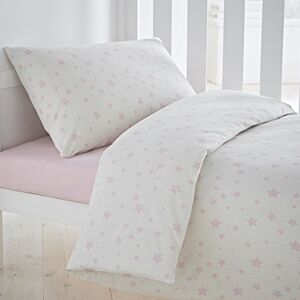 Silentnight Safe Nights Cot Bed Duvet Cover Set – 100% Cotton Toddler Child Quilt Duvet Cover and Pillowcase Set – Super Soft, Hypoallergenic and Machine Washable – Junior – 150x120cm – Pink Stars