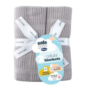 Silentnight Safe Nights Baby Blanket - Pack of 2 Soft 100% Cotton Cellular Baby Blanket for Newborn Ideal for Cot, Crib, Moses Basket and Pram - Baby Essentials - 2 Pack - Grey
