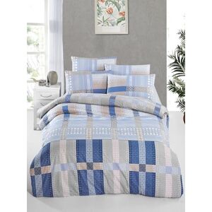 Nuit Des Rêves Ranforce Single XL Quilt Cover Set, 155 x 200 cm, 100% Cotton, Machine Washable, 145 Thread Count, Blue & Beige, Stylish & Comfortable Bedding Nuit Des Rêves Ranforce Single XL Quilt Cover Set, 155 x 200 cm, 100% Cotton, Machine Washable, 145 Thread Count, Blue & Beige, Stylish & Comfortable Bedding