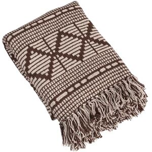 Bloomingville Soft Recycled Cotton Blend Throw with Diamond Pattern, Brown and Beige, Polyester Bloomingville Soft Recycled Cotton Blend Throw with Diamond Pattern, Brown and Beige, Polyester