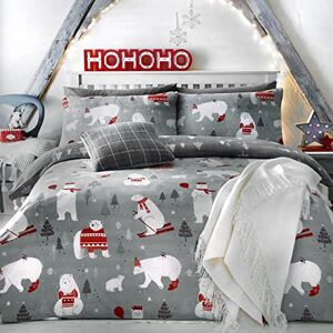 Bedlam Polar Bears-Easy Care Duvet Cover Set, Polycotton, Silver, King Bedlam Polar Bears-Easy Care Duvet Cover Set, Polycotton, Silver, King
