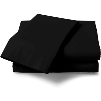 GC GAVENO CAVAILIA Non Iron Plain Dyed Percale Flat, Soft Polycotton Sheets, 180 Thread Count Easy Care Bedding, Black, Single GC GAVENO CAVAILIA Non Iron Plain Dyed Percale Flat, Soft Polycotton Sheets, 180 Thread Count Easy Care Bedding, Black, Single