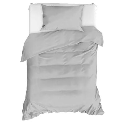 Nuit Des Rêves Elegant Grey Single Quilt Cover Set, 135 x 200 cm Duvet & 80 x 80 cm Pillowcase, 65% Cotton, 35% Polyester, Machine Washable, Button Closure Nuit Des Rêves Elegant Grey Single Quilt Cover Set, 135 x 200 cm Duvet & 80 x 80 cm Pillowcase, 65% Cotton, 35% Polyester, Machine Washable, Button Closure