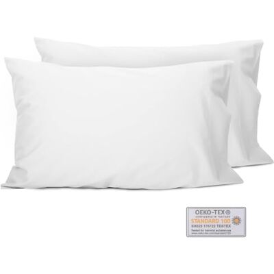 Vinabo Set of 2 Pillowcases, Pillowcase 50 x 80 cm, Oeko Tex Certified, Pillow Protectors with Side Opening, Microfibre Pillow Cover, White Vinabo Set of 2 Pillowcases, Pillowcase 50 x 80 cm, Oeko Tex Certified, Pillow Protectors with Side Opening, Microfibre Pillow Cover, White