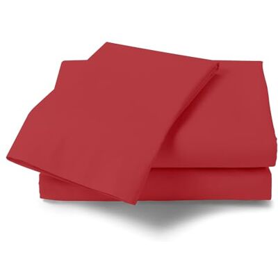 GC GAVENO CAVAILIA Non Iron Plain Dyed Percale Flat, Soft Polycotton Sheets, 180 Thread Count Easy Care Bedding, Red, King GC GAVENO CAVAILIA Non Iron Plain Dyed Percale Flat, Soft Polycotton Sheets, 180 Thread Count Easy Care Bedding, Red, King