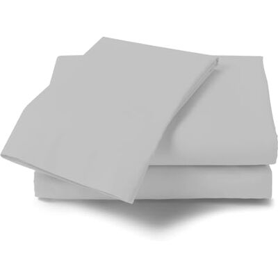 GC GAVENO CAVAILIA Plain Dyed Super King Flat Sheets- Easy Care Percale Bedding Set- Anti Allergy Soft Polycotton Bed Sheets- Silver GC GAVENO CAVAILIA Plain Dyed Super King Flat Sheets- Easy Care Percale Bedding Set- Anti Allergy Soft Polycotton Bed Sheets- Silver