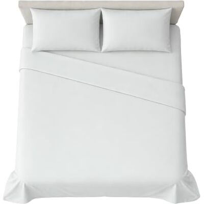 hermet 4-Piece Plain Double Bed Sheet Set, Fitted Sheet, Flat Sheet, 2 Pillowcases 50 x 80 cm, 30 cm Corner, Soft Microfibre, Oekotex Certified, No Iron hermet 4-Piece Plain Double Bed Sheet Set, Fitted Sheet, Flat Sheet, 2 Pillowcases 50 x 80 cm, 30 cm Corner, Soft Microfibre, Oekotex Certified, No Iron