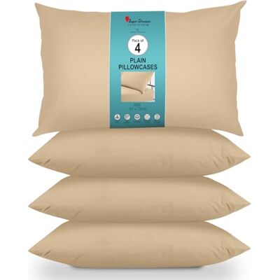 Super Dreamer GC GAVENO CAVAILIA Housewife Pillowcases 4 Pairs 100% Microfibre Bed Pillow Standard Size 75x50 cm Hypoallergenic Pillowcase Envelope Closure Wrinkle, Fade & Stain Resistant Beige Super Dreamer GC GAVENO CAVAILIA Housewife Pillowcases 4 Pairs 100% Microfibre Bed Pillow Standard Size 75x50 cm Hypoallergenic Pillowcase Envelope Closure Wrinkle, Fade & Stain Resistant Beige