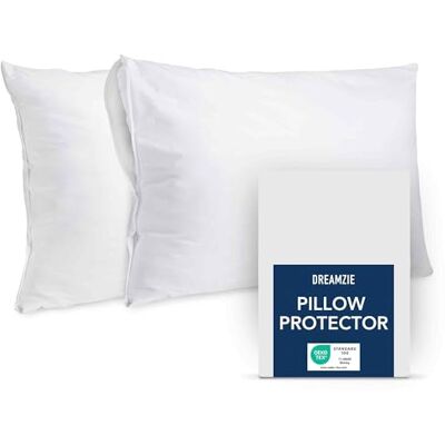 Dreamzie Pillow Protector 60x60cm - Pack of 2 - Waterproof & Oeko-Tex - H Dreamzie Pillow Protector 60x60cm - Pack of 2 - Waterproof & Oeko-Tex - H