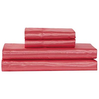 MK Home Mk Collection 4pc Soft Silky Satin Solid Color Deep Pocket Sheet Set (Coral, Full) MK Home Mk Collection 4pc Soft Silky Satin Solid Color Deep Pocket Sheet Set (Coral, Full)