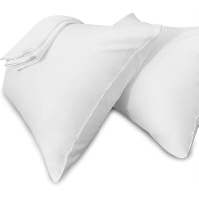 Precoco Pillow Cases Queen Size Hidden Zippered 100% Cotton Hypoallergenic Bed Bug & Dust Mite Resistant White Pillow Protectors for Easy Care, 2 PACK Precoco Pillow Cases Queen Size Hidden Zippered 100% Cotton Hypoallergenic Bed Bug & Dust Mite Resistant White Pillow Protectors for Easy Care, 2 PACK
