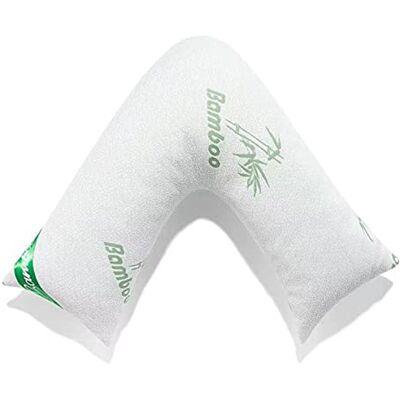 GC GAVENO CAVAILIA Luxury Memory Foam Bamboo Easy Care Maternity V Pillow, Orthopedic Neck,Super Soft Travel-Pillows, 47X76 Cm, White GC GAVENO CAVAILIA Luxury Memory Foam Bamboo Easy Care Maternity V Pillow, Orthopedic Neck,Super Soft Travel-Pillows, 47X76 Cm, White