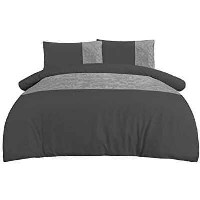 SLEEPDOWN Gray Velvet Double Bed Linen Set - Bed Linen Set SLEEPDOWN Gray Velvet Double Bed Linen Set - Bed Linen Set