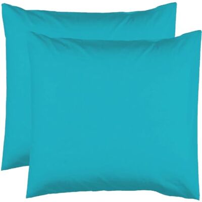 Le linge de Jules 2 Pillowcases 63 x 63 cm – Turquoise Blue – 100% Cotton 57 Thread Count Le linge de Jules 2 Pillowcases 63 x 63 cm – Turquoise Blue – 100% Cotton 57 Thread Count