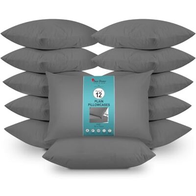 Super Dreamer GC GAVENO CAVAILIA 12 Pairs Microfiber Pillowcases Plain Dyed Housewife Style Soft, Breathable & Durable Fade, Wrinkle & Shrink Resistant Machine Washable Standard Size (75x50 cm) Charcoal Super Dreamer GC GAVENO CAVAILIA 12 Pairs Microfiber Pillowcases Plain Dyed Housewife Style Soft, Breathable & Durable Fade, Wrinkle & Shrink Resistant Machine Washable Standard Size (75x50 cm) Charcoal