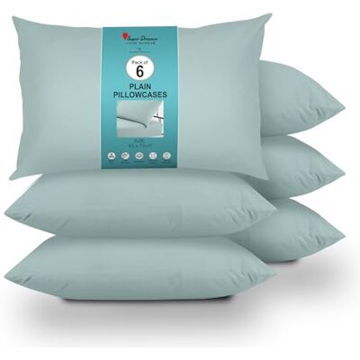 Super Dreamer GC GAVENO CAVAILIA 6 Pairs Microfiber Pillowcases 100% Brushed Plain Dyed Housewife Style Hypoallergenic Pillow, Wrinkle, Fade Resistant Envelope Closure Standard Size (75x50 cm) Duck Egg Super Dreamer GC GAVENO CAVAILIA 6 Pairs Microfiber Pillowcases 100% Brushed Plain Dyed Housewife Style Hypoallergenic Pillow, Wrinkle, Fade Resistant Envelope Closure Standard Size (75x50 cm) Duck Egg