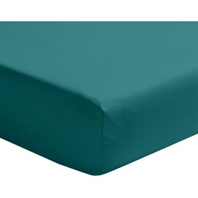 ESSIX Plain Fitted Sheet in Cotton Percale, 30 cm, FIRST, 140 x 190 cm, Emerald Blue ESSIX Plain Fitted Sheet in Cotton Percale, 30 cm, FIRST, 140 x 190 cm, Emerald Blue