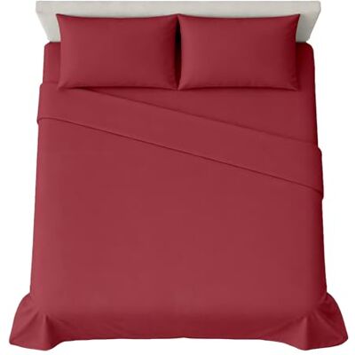 hermet 4-Piece Plain Double Bed Sheet Set, Fitted Sheet, Flat Sheet, 2 Pillowcases 50 x 80 cm, 30 cm Corner, Soft Microfibre, Oekotex Certified, No Iron hermet 4-Piece Plain Double Bed Sheet Set, Fitted Sheet, Flat Sheet, 2 Pillowcases 50 x 80 cm, 30 cm Corner, Soft Microfibre, Oekotex Certified, No Iron