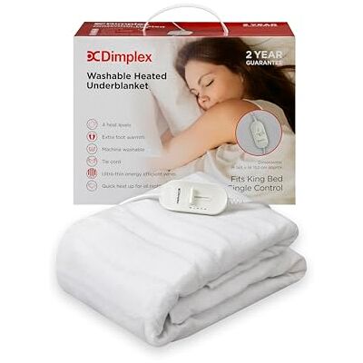 Dimplex DXUBK Machine Washable Heated Under Blanket With Extra Foot Warmth King White Dimplex DXUBK Machine Washable Heated Under Blanket With Extra Foot Warmth King White