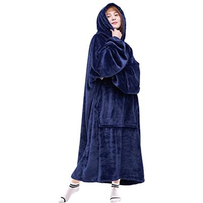Waitu Wearable Blanket Sweatshirt Gifts for Women and Men, Super Warm and Cozy Big Blanket Hoodie, Thick Flannel Blanket with Sleeves and Giant Pocket Navy Waitu Wearable Blanket Sweatshirt Gifts for Women and Men, Super Warm and Cozy Big Blanket Hoodie, Thick Flannel Blanket with Sleeves and Giant Pocket Navy