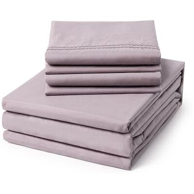 Cleva Twin Size Sheet Set Deep Pocket- 4 Piece Ultra Soft Machine Washable Luxury Bed Sheet Set Shrinkage & Fade Resistant Embroidered Bedding Sheet (Twin, Thistle Purple) Cleva Twin Size Sheet Set Deep Pocket- 4 Piece Ultra Soft Machine Washable Luxury Bed Sheet Set Shrinkage & Fade Resistant Embroidered Bedding Sheet (Twin, Thistle Purple)