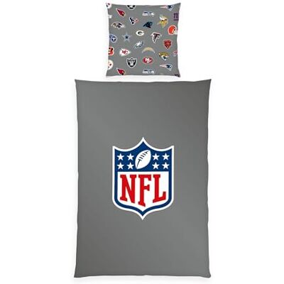 Herding NFL Bed Linen Reversible Design 80 x 80 cm + 135 x 200 cm with Zip 100% Cotton/Renforcé Grey Herding NFL Bed Linen Reversible Design 80 x 80 cm + 135 x 200 cm with Zip 100% Cotton/Renforcé Grey