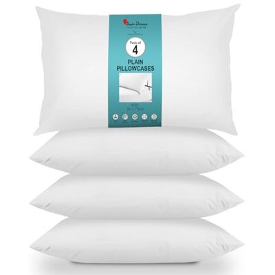 Super Dreamer GC GAVENO CAVAILIA Housewife Pillowcases 4 Pairs 100% Microfibre Bed Pillow Standard Size 75x50 cm Hypoallergenic Pillowcase Envelope Closure Wrinkle, Fade & Stain Resistant White Super Dreamer GC GAVENO CAVAILIA Housewife Pillowcases 4 Pairs 100% Microfibre Bed Pillow Standard Size 75x50 cm Hypoallergenic Pillowcase Envelope Closure Wrinkle, Fade & Stain Resistant White