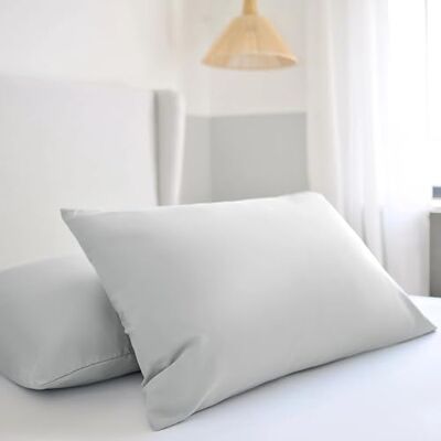 Night Lark Pillowcase Pair Plain Dye Collection – Super Soft Touch Pillow Covers with Microfibre Covers, Luxury Bedding, Machine Washable, Standard Size – Nordic Mist Grey Night Lark Pillowcase Pair Plain Dye Collection – Super Soft Touch Pillow Covers with Microfibre Covers, Luxury Bedding, Machine Washable, Standard Size – Nordic Mist Grey