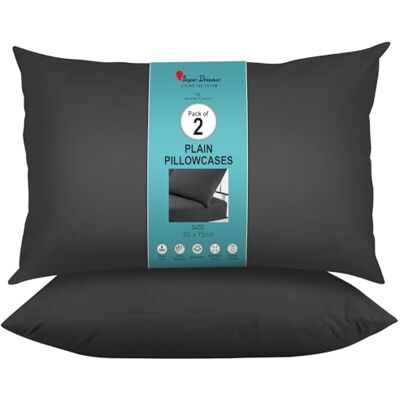 Super Dreamer GC GAVENO CAVAILIA Microfiber Pillow Case 2 Pairs Housewife Pillowcases Plain Dyed Soft & Breathable Covers Standard Size 75x50 cm Wrinkle & Fade Resistant Machine Washable Bedding Black Super Dreamer GC GAVENO CAVAILIA Microfiber Pillow Case 2 Pairs Housewife Pillowcases Plain Dyed Soft & Breathable Covers Standard Size 75x50 cm Wrinkle & Fade Resistant Machine Washable Bedding Black