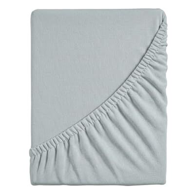 hermet Fitted Bottom Sheet for Double Bed, Plain Dyed Fitted Bottom Sheet, 4 Sides, 100% Cotton Jersey, 170/180 x 190/200 cm, Grey hermet Fitted Bottom Sheet for Double Bed, Plain Dyed Fitted Bottom Sheet, 4 Sides, 100% Cotton Jersey, 170/180 x 190/200 cm, Grey