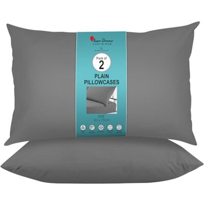 Super Dreamer GC GAVENO CAVAILIA Microfiber Pillow Case 2 Pairs Housewife Pillowcases Plain Dyed Soft & Breathable Covers Standard Size 75x50 cm Wrinkle & Fade Resistant Machine Washable Bedding Charcoal Super Dreamer GC GAVENO CAVAILIA Microfiber Pillow Case 2 Pairs Housewife Pillowcases Plain Dyed Soft & Breathable Covers Standard Size 75x50 cm Wrinkle & Fade Resistant Machine Washable Bedding Charcoal
