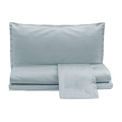 zer0bed , Plain Cotton Satin Double Bed Sheet Set, Ice, 100% Cotton Satin, Top Sheet, Fitted Sheet, Pair of Pillowcases 4 Shuttlecocks zer0bed , Plain Cotton Satin Double Bed Sheet Set, Ice, 100% Cotton Satin, Top Sheet, Fitted Sheet, Pair of Pillowcases 4 Shuttlecocks
