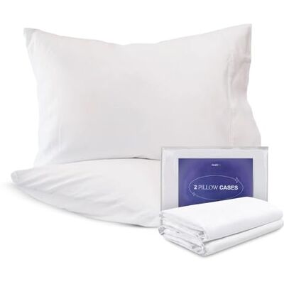 FluffCo Cooling Pillowcases for King Size Pillows Premium, Luxury, & Hotel-Quality Pillowcases for Side Sleepers Machine Washable, White Sateen Fabric 100% Cotton, Set of 2 (King Size) FluffCo Cooling Pillowcases for King Size Pillows Premium, Luxury, & Hotel-Quality Pillowcases for Side Sleepers Machine Washable, White Sateen Fabric 100% Cotton, Set of 2 (King Size)