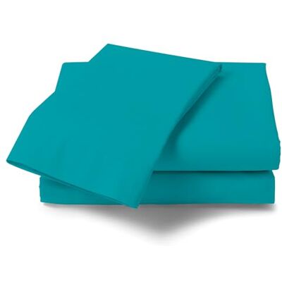 GC GAVENO CAVAILIA Non Iron Plain Dyed Percale Flat Sheet, Soft Polycotton Bed Sheets, 180 Thread Count Easy Care Bedding, Single, Teal GC GAVENO CAVAILIA Non Iron Plain Dyed Percale Flat Sheet, Soft Polycotton Bed Sheets, 180 Thread Count Easy Care Bedding, Single, Teal