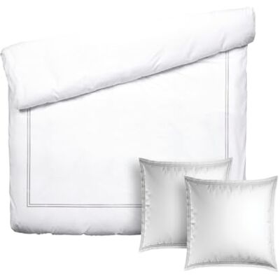 Pure 3 Piece Double Bed Set Duvet Cover 240 x 220 cm and 2 Pillowcases 63 x 63 cm 100% Cotton Sateen 200 Thread Count 120 g/m² Oeko-Tex Certified Silhouette Grey/White Pure 3 Piece Double Bed Set Duvet Cover 240 x 220 cm and 2 Pillowcases 63 x 63 cm 100% Cotton Sateen 200 Thread Count 120 g/m² Oeko-Tex Certified Silhouette Grey/White