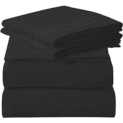 Royale Linens 3 Piece Twin Sheets Set Soft Brushed 1800 Microfiber Bedding 1 Fitted and 1 Flat Sheet, 1 Pillow case Wrinkle Free & Fade Resistant Hotel Luxury Bed Sheets Set (Black, Twin) Royale Linens 3 Piece Twin Sheets Set Soft Brushed 1800 Microfiber Bedding 1 Fitted and 1 Flat Sheet, 1 Pillow case Wrinkle Free & Fade Resistant Hotel Luxury Bed Sheets Set (Black, Twin)
