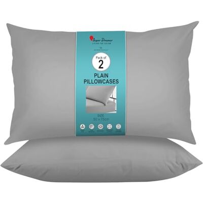 Super Dreamer GC GAVENO CAVAILIA Microfiber Pillow Case 2 Pairs Housewife Pillowcases Plain Dyed Soft & Breathable Covers Standard Size 75x50 cm Wrinkle & Fade Resistant Machine Washable Bedding Grey Super Dreamer GC GAVENO CAVAILIA Microfiber Pillow Case 2 Pairs Housewife Pillowcases Plain Dyed Soft & Breathable Covers Standard Size 75x50 cm Wrinkle & Fade Resistant Machine Washable Bedding Grey