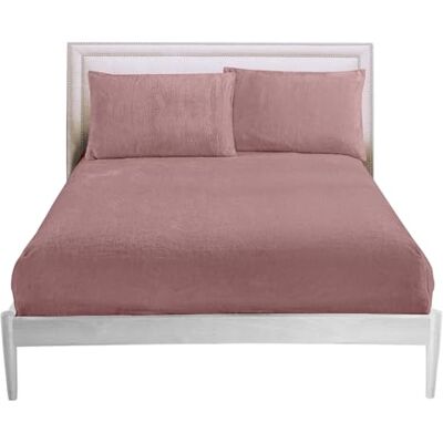 GC GAVENO CAVAILIA Easy Care Plain King Size Bed Sheets, 100 Percent Polyester Teddy Fitted Sheet, Thermal Warm Fleece Bottom Sheet, Pink GC GAVENO CAVAILIA Easy Care Plain King Size Bed Sheets, 100 Percent Polyester Teddy Fitted Sheet, Thermal Warm Fleece Bottom Sheet, Pink