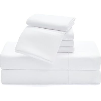 CASUAL LIVING 32651 Queen Size Hotel Style Silky Ultra-Soft Eco-Friendly Cooling Technology Machine Washable Quick Dry Anti-Wrinkle 6-Piece Sheets and Pillowcases Set, Queen, White CASUAL LIVING 32651 Queen Size Hotel Style Silky Ultra-Soft Eco-Friendly Cooling Technology Machine Washable Quick Dry Anti-Wrinkle 6-Piece Sheets and Pillowcases Set, Queen, White