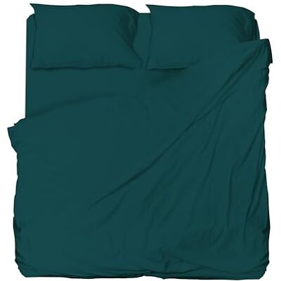 hermet Microfibre Double Bed Sheet Set, Teal, Complete Bed, Top Sheet, Fitted Sheet, Pair of Pillowcases, Winner hermet Microfibre Double Bed Sheet Set, Teal, Complete Bed, Top Sheet, Fitted Sheet, Pair of Pillowcases, Winner
